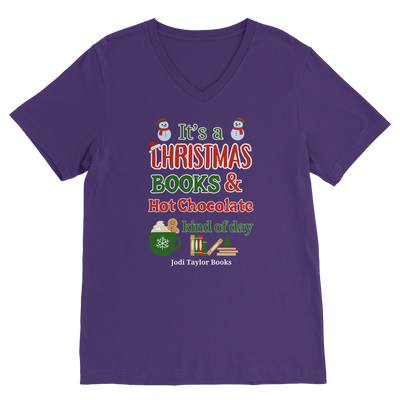 It's a Christmas Books and Hot Chocolate Kind of Day (UK) Classic V-Neck T-Shirt