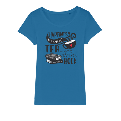 Happiness is a Cup of Tea and a Jodi Taylor Book Organic Jersey Womens T-Shirt