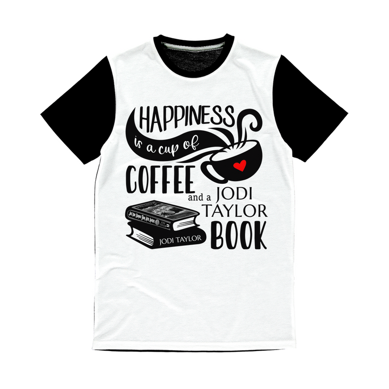 Happiness is a Cup of Coffee and a Jodi Taylor Book Classic Panel T-Shirt