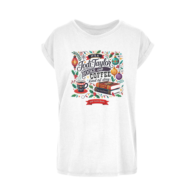 It's a Christmas Books and Coffee Kind of Day (UK) Women's Extended Shoulder T-Shirt XS-5XL