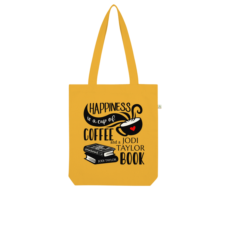 Happiness is a Cup of Coffee and a Jodi Taylor Book Organic Tote Bag