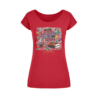 It's a Christmas Books and Coffee Kind of Day (UK) Wide Neck Womens T-Shirt XS-5XL