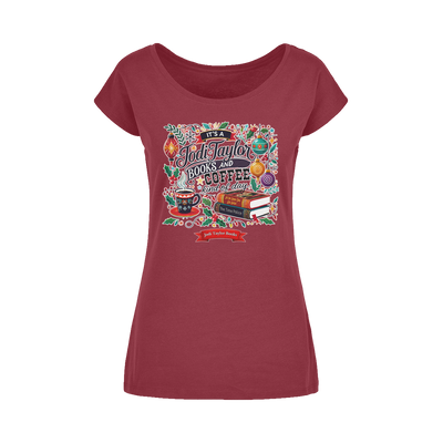 It's a Christmas Books and Coffee Kind of Day (UK) Wide Neck Womens T-Shirt XS-5XL