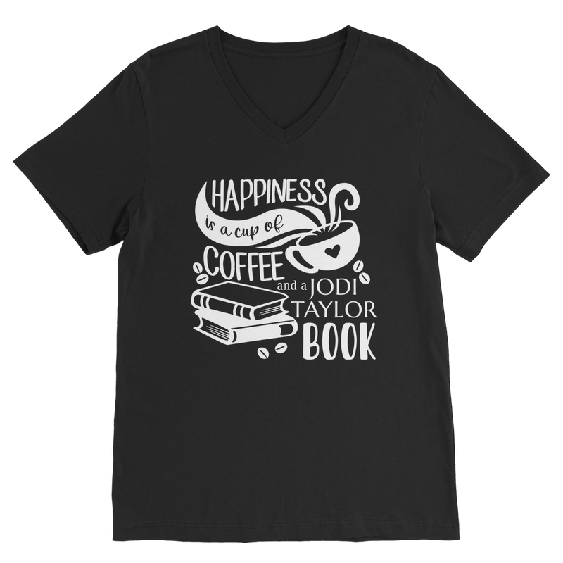 Happiness is a Cup of Coffee and a Jodi Taylor Book Classic V-Neck T-Shirt