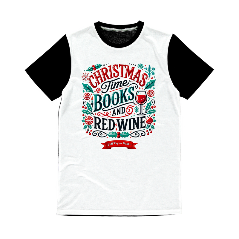 Christmas Time Books and Red Wine (UK) Classic Panel T-Shirt