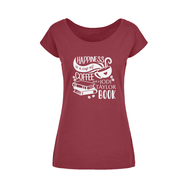 Happiness is a Cup of Coffee and a Jodi Taylor Book Wide Neck Womens T-Shirt XS-5XL