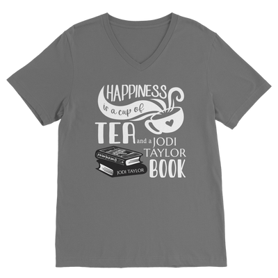 Happiness is a Cup of Tea and a Jodi Taylor Book Classic V-Neck T-Shirt