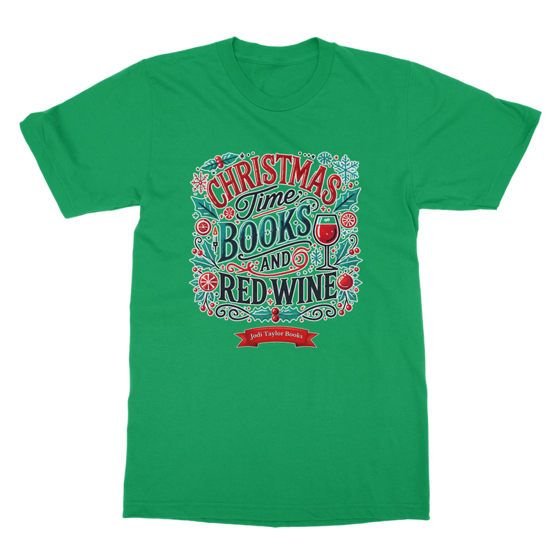 Christmas Time Books and Red Wine (UK) Classic Adult T-Shirt up to 5XL