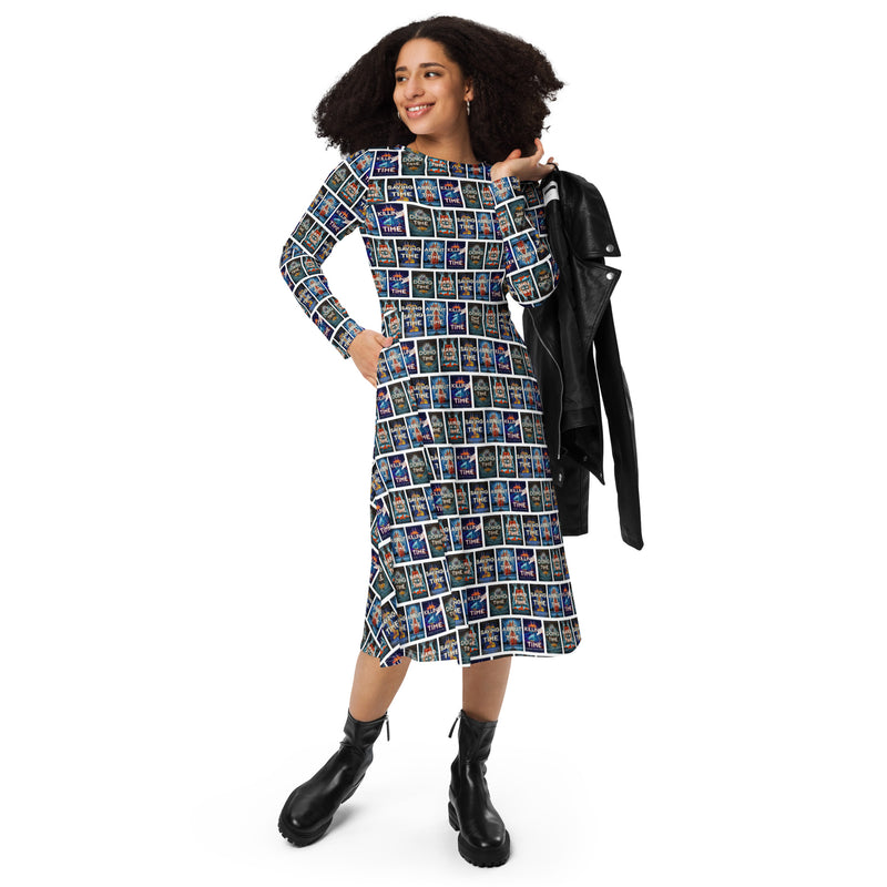 The Time Police Cover Collection long sleeve midi dress up to 6XL (Europe & USA)