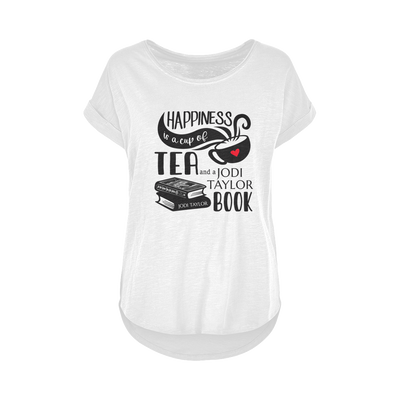 Happiness is a Cup of Tea and a Jodi Taylor Book Women's Long Slub T-Shirt XS-5XL