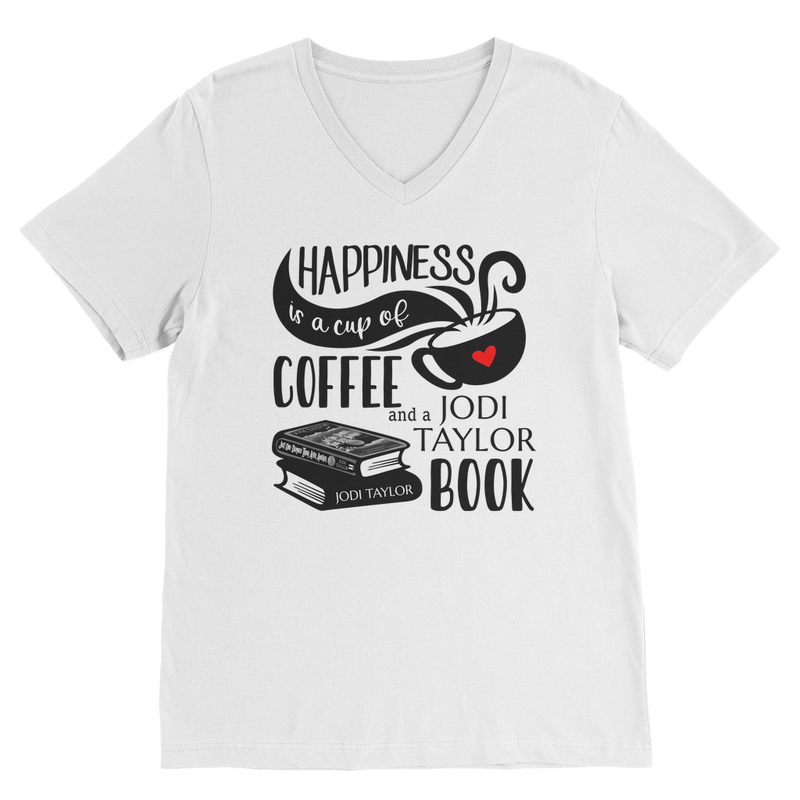 Happiness is a Cup of Coffee and a Jodi Taylor Book Classic V-Neck T-Shirt