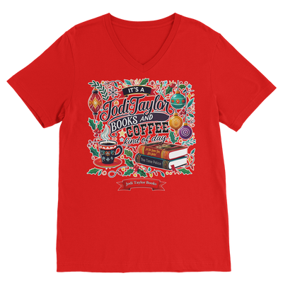 It's a Christmas Books and Coffee Kind of Day (UK) Classic V-Neck T-Shirt