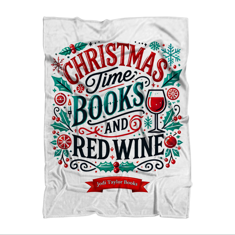 Christmas Time Books and Red Wine (UK) Throw Blanket