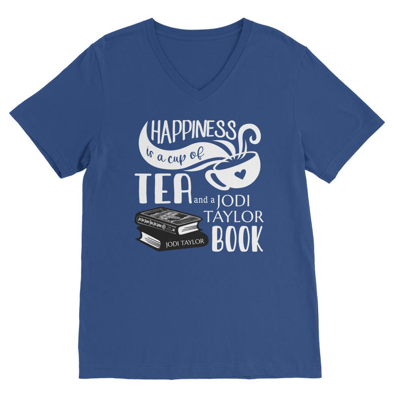 Happiness is a Cup of Tea and a Jodi Taylor Book Classic V-Neck T-Shirt