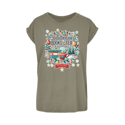 It's a Christmas Books and Tea Kind of Day (UK) Women's Extended Shoulder T-Shirt XS-5XL