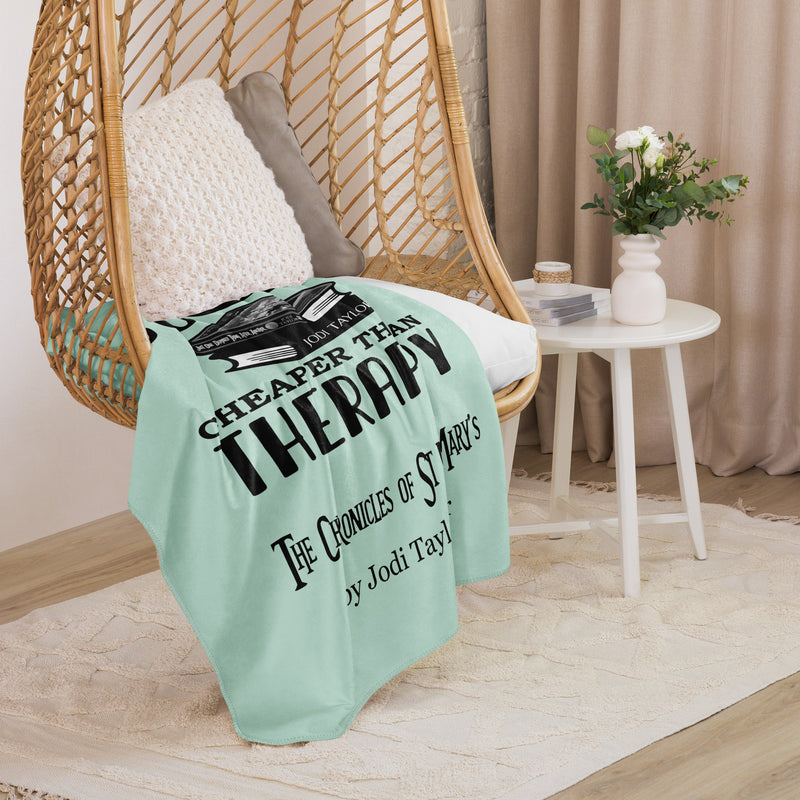 Books - Cheaper Than Therapy Sherpa blanket in 3 sizes (Europe & USA)